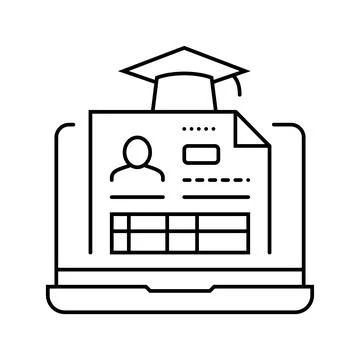 Student profile online learning platform line icon vector illustration 스톡 일러스트