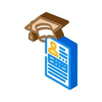 Student profile online learning platform isometric icon vector illustration Illustrazione stock