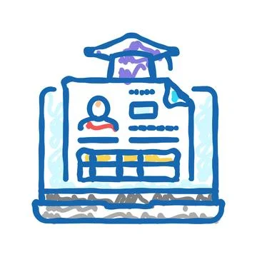 Student profile online learning platform icon doodle illustration イラスト素材