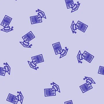 Student profile online learning platform line vector seamless pattern Illustrazione stock