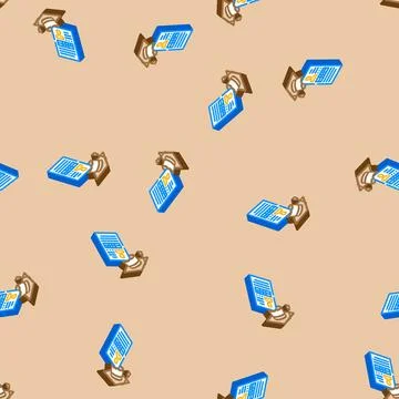 Student profile online learning platform isometric icon seamless pattern Stockillustratie