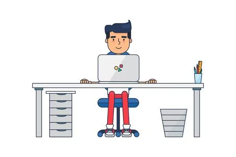 Student Programmer Solves Test Task At Computer Stock-Illustration