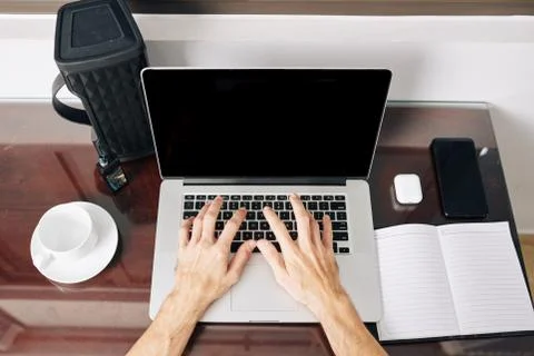 Student programming on laptop Foto stock