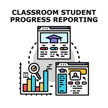 Student progress reporting and learning assessment concept Stock Illustration