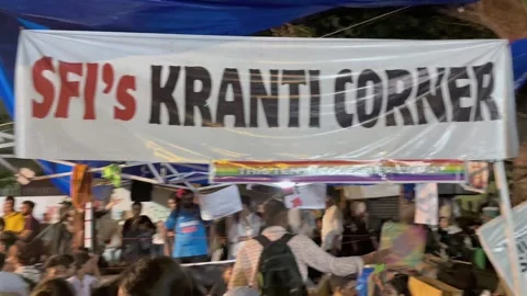 Student Protest at Jantar Mantar New Delhi India Editorial Night Footage Stock Footage 340424036