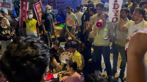 Student Protest at Jantar Mantar New Delhi India Editorial Night Footage Stock Footage 340424049