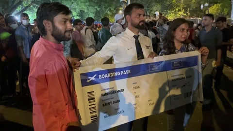 Student Protest at Jantar Mantar New Delhi India Editorial Night Footage Stock Footage 340424102