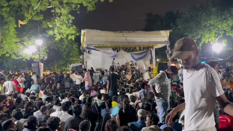Student Protest at Jantar Mantar New Delhi India Editorial Night Footage Stock Footage 340424113