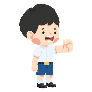 Student raises hand to stop Stock Illustration
