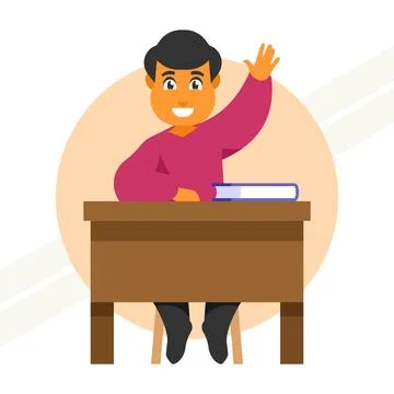 Student-raises-his-hand Stock Illustration