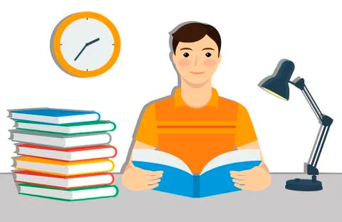 Student reading a book Stock Illustration