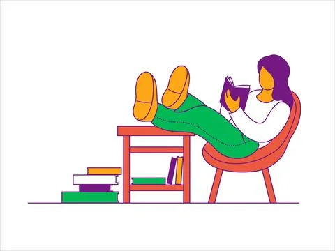 Student reading a book Stock Illustration