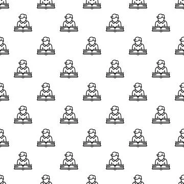 Student reading book seamless pattern education concept Illustrazione stock