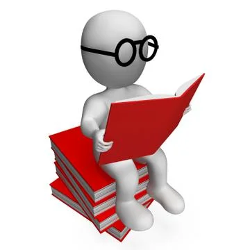 Student reading books showing studious Illustrazione stock