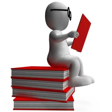 Student reading books shows studious Illustrazione stock
