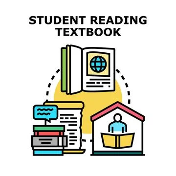 Student reading textbook for education and studying Stock Illustration