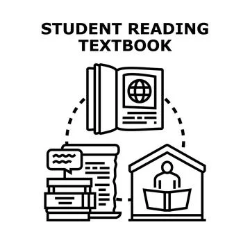 Student reading textbook for education and studying Stock Illustration