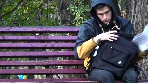 The student reads the lecture notes. Stock Footage 54833388