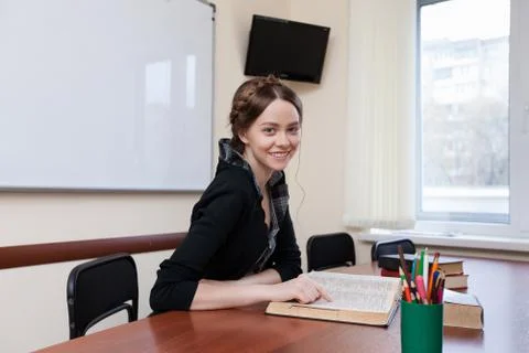 Student reads textbook Stock Photos