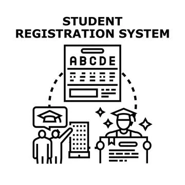 Student registration system managing academic achievement and learning Stockillustratie