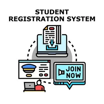 Student registration system for online enrollment process イラスト素材