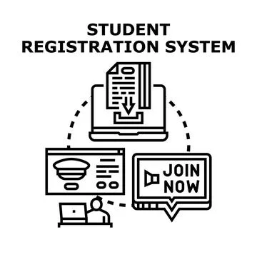 Student registration system for online enrollment process 库存插图