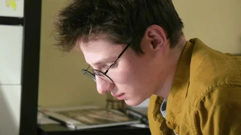 Student rehearsing a play via videoconference. Stock Footage 151787181