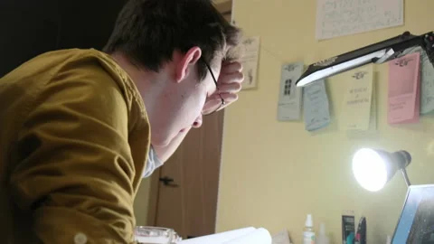 Student rehearsing a play via videoconference. Stock Footage 151787923