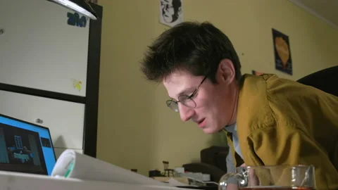Student rehearsing a play via videoconference. Stock Footage 151788061