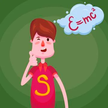 The student remembers the formula from physics and shows thum up on green Stock Illustration