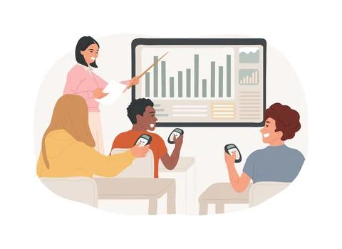 Student response system isolated cartoon vector illustrations. Ilustración de archivo