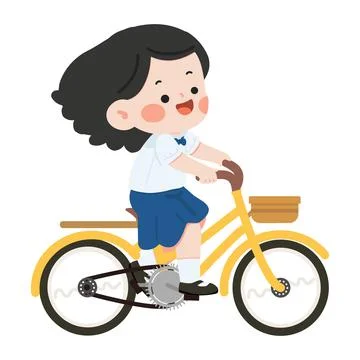 Student riding a bicycle to school Stock Illustration