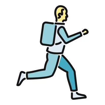 Student running with backpack, moving fast Stock Illustration