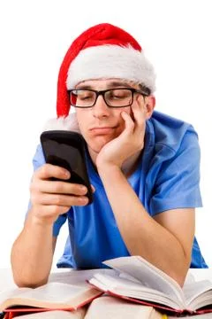 Student in Santa Hat Stock Photos