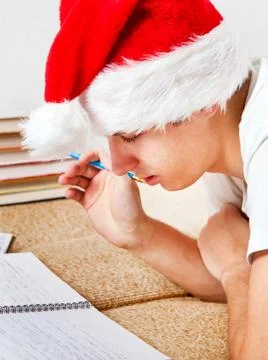 Student in Santa Hat Stock Photos