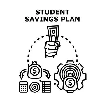 Student savings plan developing financial education strategy Stock Illustration