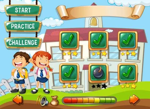 Student at school game template Stock Illustration