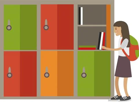 Student at school lockers vector icon isolated on white Stock Illustration