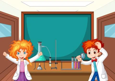 Student in science classroom working with tools Illustrazione stock