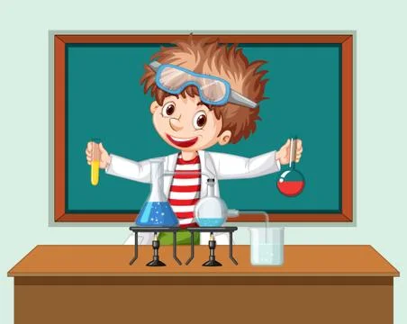 Student in science classroom working with tools Stockillustratie