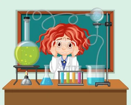Student in science classroom working with tools Stock Illustration