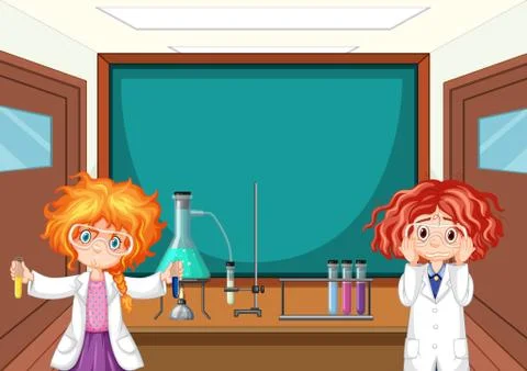 Student in science classroom working with tools Stockillustratie