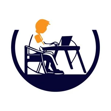 Student, seat, desk, table, man, student sitting at desk icon Stock Illustration