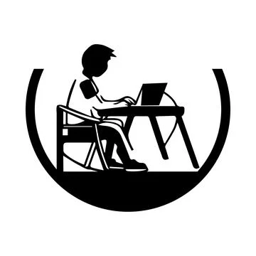 Student, seat, desk, table, man, student sitting at desk icon Stock Illustration
