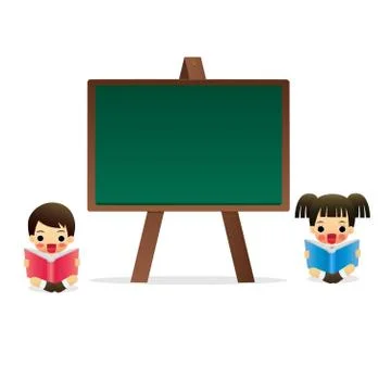 Student sitting in front of a blackboard. Stock Illustration