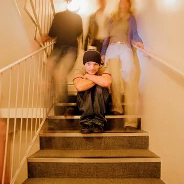 Student sitting on steps Stock Photos
