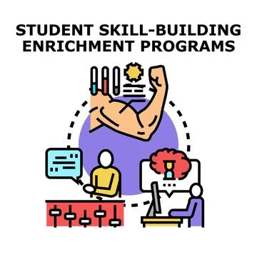 Student skill building enrichment programs concept Illustrazione stock