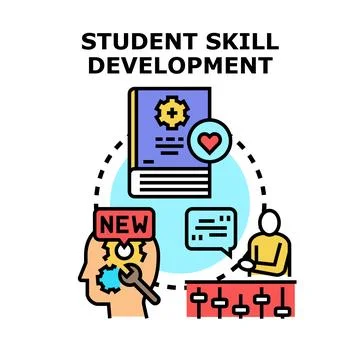 Student skill development process building new talents Stock Illustration