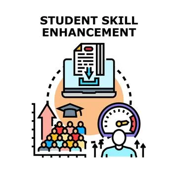 Student skill enhancement and development through online learning Stock Illustration