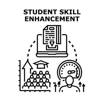 Student skill enhancement and development through online learning Stock Illustration